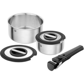 ZWILLING Unlock 5 pezzi set pentole in acciaio inox 18/10 argento
