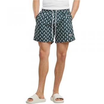 Pantalones Cortos Urban Classics Verde Oscuro y Blanco