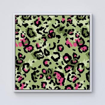 Pink & Green Leopard Frame‑Ready Canvas – 25.4 cm