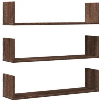 VidaXL 3 Wall Shelves Brown Oak 80x18x18 cm Engineered Wood