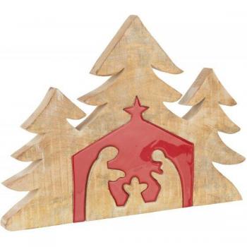 Figurine Nativité en Bois Rouge 55cm