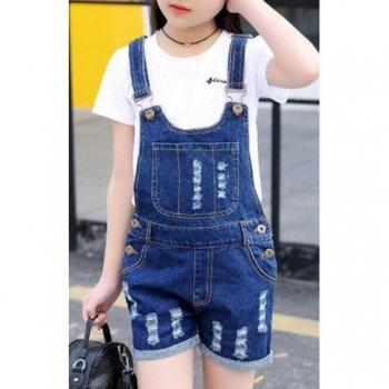 Mono corto de denim para niña, ropa informal, tallas 4-14 años