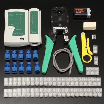 Cable Tester for RJ45 with Fine Crimper and Wire Stripper