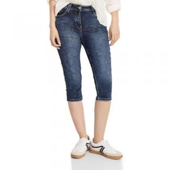 Cecil Damen Capri-Jeans mit Stretch, mid blue used wash, Größe 28