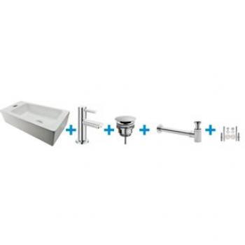 Wiesbaden Rhea Ensemble lave-mains Mini trou pour robinetterie gauche complet 36x18x9cm Blanc