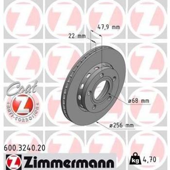 Zimmermann COAT Z Hinterachse Scheibenbremsen 256 mm 600.3240.20