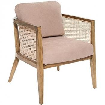 Fauteuil Chic en Peuplier et Rotin Taupe