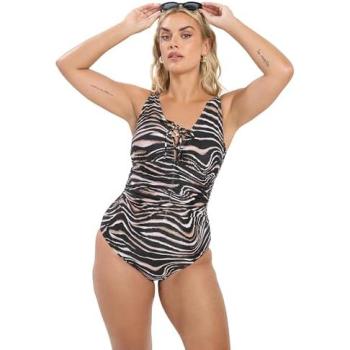 Maillot de bain plongeant Yours Curve à lacets noirs
