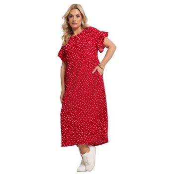 Red Women's Polka Dot Midi Dress – Sizing 20