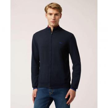 Harmont & Blaine Men's Navy Blue Wool Cotton Zip Sweater, Size M