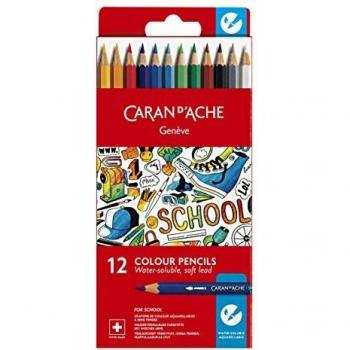 Lapiz Caran D'ache Linea Escolar Acuarelable Fsc Caja Carton de 12 Colores