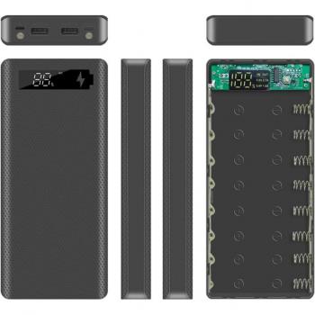 Boîtier de batterie portable USB 18650 avec indicateur LCD