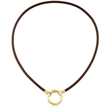 Collar TOUS HOLD de 38 cm en Plata y cuero marrón