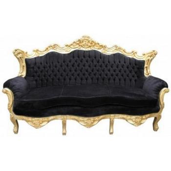 Casa Padrino Barock Sofa Ensemble König Schwarz / Gold