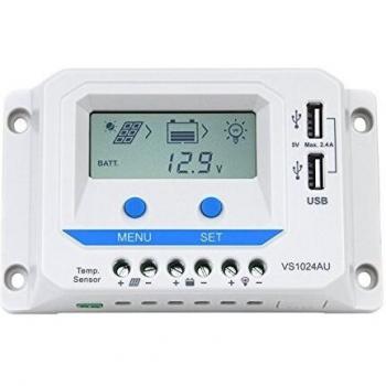 Epever VS1024AU Regolatore di carica solare PWM 10A, 12V/24V, con riconoscimento automatico