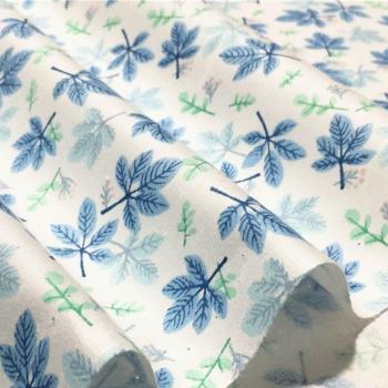 Tela Acolchada Floral 100% Algodón Azul Verde Hoja de Arce 50x160cm para Decoración de Bebé