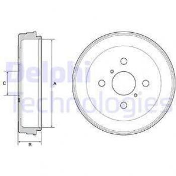 Tamburo freno DELPHI BF530 con doppio set di 2 pezzi per asse posteriore