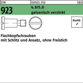 DIN 923 Flachkopfschraube – 100‑Pack, M8×4×11,0 mm, Schlitzzahl, Ansatz, St. 4.8/5