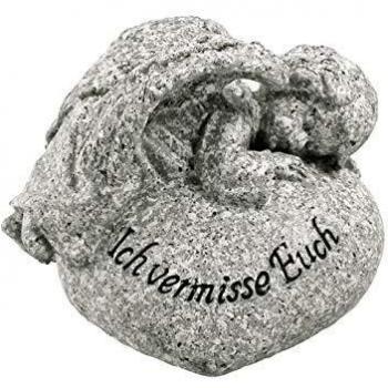 Goldbach Polyresin Steinengel für Gräber – 11 x 8 x 9 cm, grau