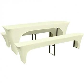 VidaXL Beer Table/Benches Stretch Slipcover Set Cream