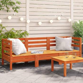 Outdoor Sofa 3-Seater, Wax Brown, Solid Wood, Pine, vidaXL