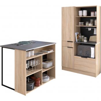 Parisot Küchenbuffet Inseltheke Fumay 2 – Eiche/Beton