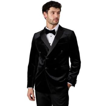 Burton Men's Double-Breasted Velvet Suit Jacket – 40S