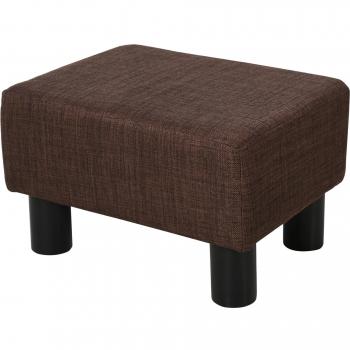 HOMCOM Pouf Imbottito in Tessuto Effetto Lino, 40x30x24cm, Marrone Scuro