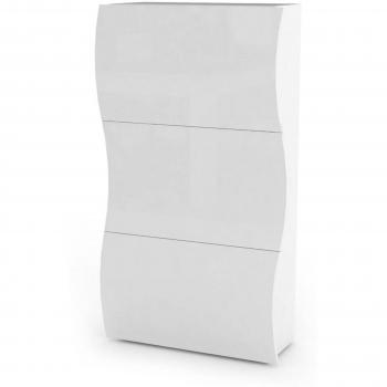 Meuble à chaussures blanc brillant, 3 portes, 71x27h122 cm