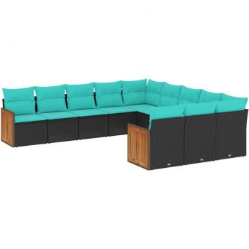 Patio Living Ensemble – Black Poly Rattan Couch System
