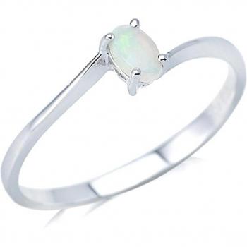 White Silver Opal Ring 'Goddess'