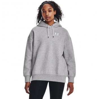 Under Armour Women's Essential Fleece Hoodie, Grey Light Heather/White, Size M