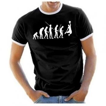Ringer Evolution Camiseta Baloncesto Coole-Fun-T-Shirts Negra Hombre S