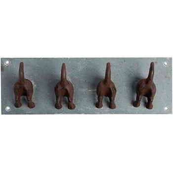Single Wall-Mounted Cast Iron Hook with Dog Tail Design, Color: Matte Black