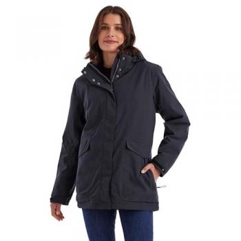 KILLTEC Funktionsjacke Damen 46 Navy – 100 % Polyester, wasserdicht, abnehmbare Kapuze