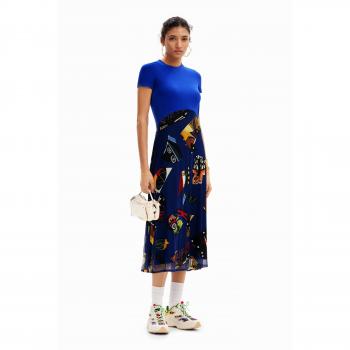 Vestito midi Desigual Lacroix blu minerale