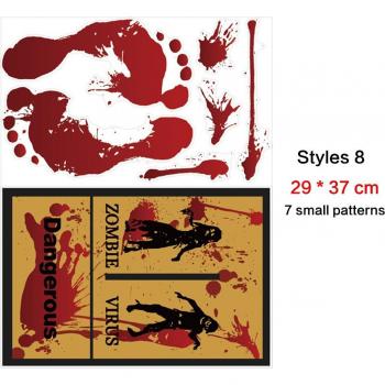Blutiger Fledermaus-Hand-Fuß Druck-Sticker – Grusel-Requisiten für Halloween-Türen & Fenster