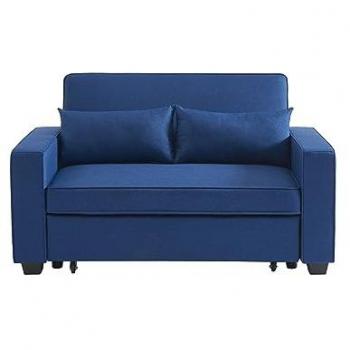 Canapé Droit Bleu LENA Convertible 2 Places