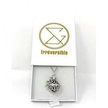 Collier Grossesse Sonore Elena en Argent Plaqué avec Bille 20mm Grise et Pendentif Étoile Hollow