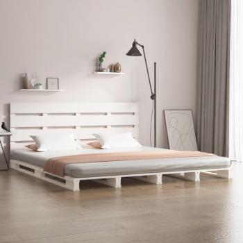 Cadre de lit 140 × 190 cm en pin massif, finition blanche