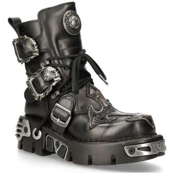 New Rock Zwart Bikerlaarzen Silver Cross Leer 407 S1