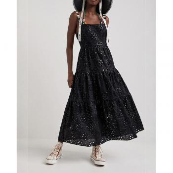 Robe XL Femme Broderie Suisse Noire