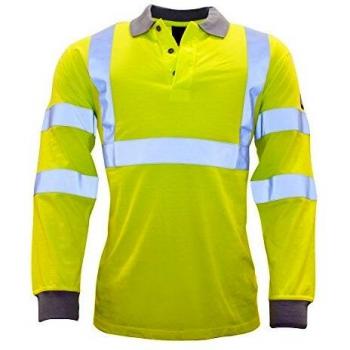 Modaflame Men's Flame Resistant Hi Vis Polo Shirt Long Sleeve