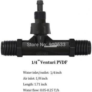 Tubo PVDF Inyector Venturi de Ozono y Agua 1/4 HH-S02