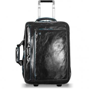 Piquadro Blue Square Leather 2-Wheel Trolley for Laptops 51 cm Black