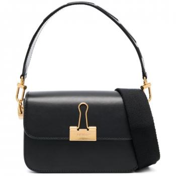 Off-White Women's Black Leather Hobo Shoulder Bag