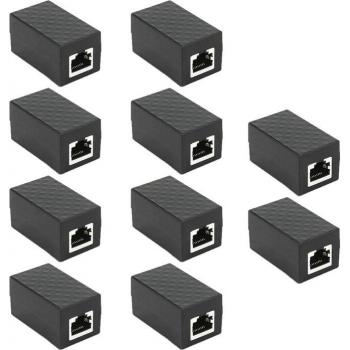 Kit 10 Unidades de Conectores RJ45 Hembra y Protector de Sobretensión