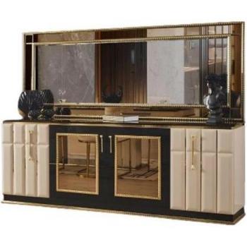 Langes Holzsideboard mit Spiegeloptik – Europäische Qualität