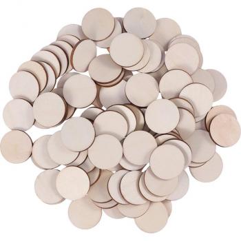 Crafting Wood Pieces Set – 100 Round Slices (10mm thick, 20mm diameter) for Home Décor