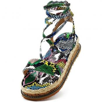 Sandalias de Playa con Plataforma y Diseño de Serpiente